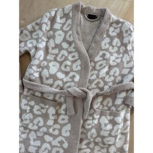The Styled Collection Leopard Feather Yarn Cardigan Robe Cozy Luxe Boho S/M Soft
